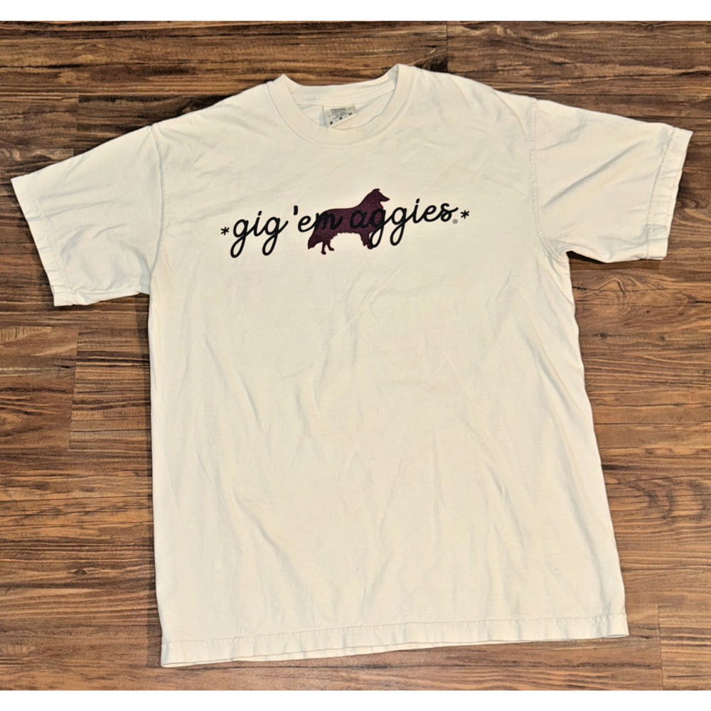 Comfort Colors Gig’‎ Em Aggies Shirt 100% Cotton Size M Sports Wear Tribal Wear